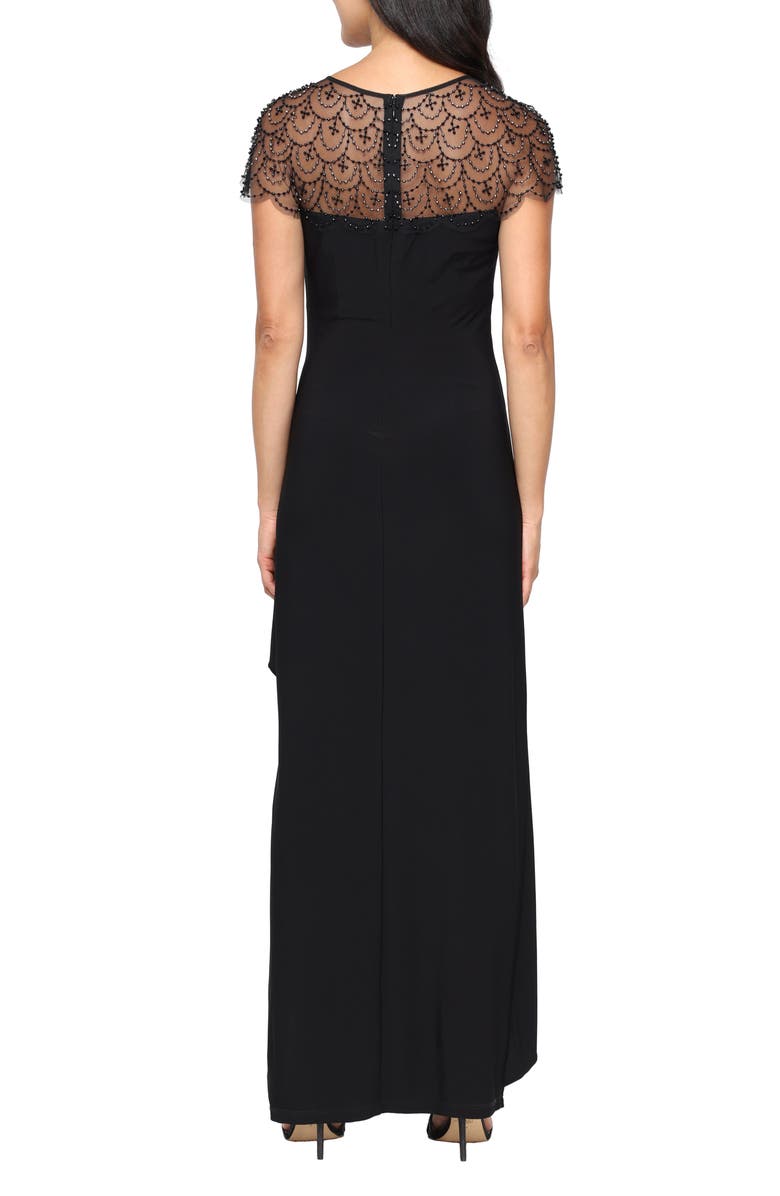 Alex Evenings Embellished Jersey Evening Gown, Alternate, color, Black