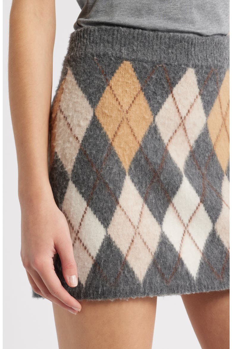 The Brushed Argyle Wool & Cashmere Skirt, Alternate, color, GREY MULTI