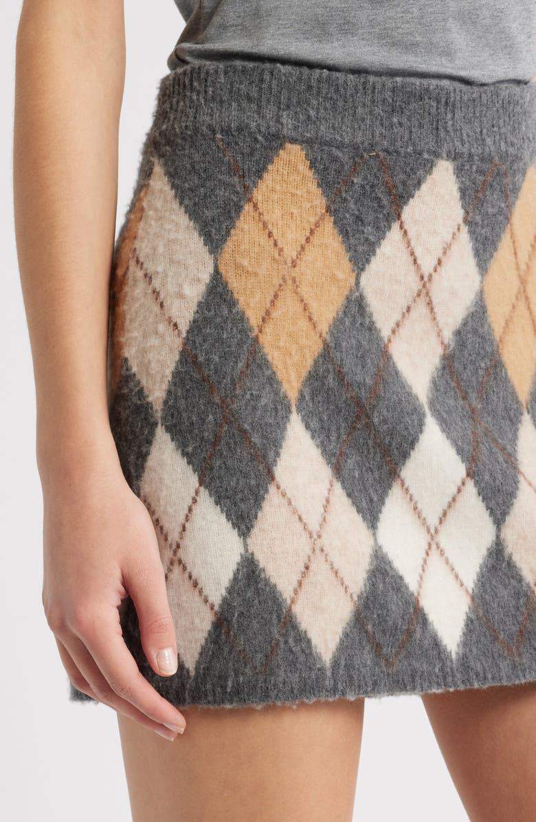FRAME The Brushed Argyle Wool & Cashmere Skirt, Alternate, color, Grey Multi