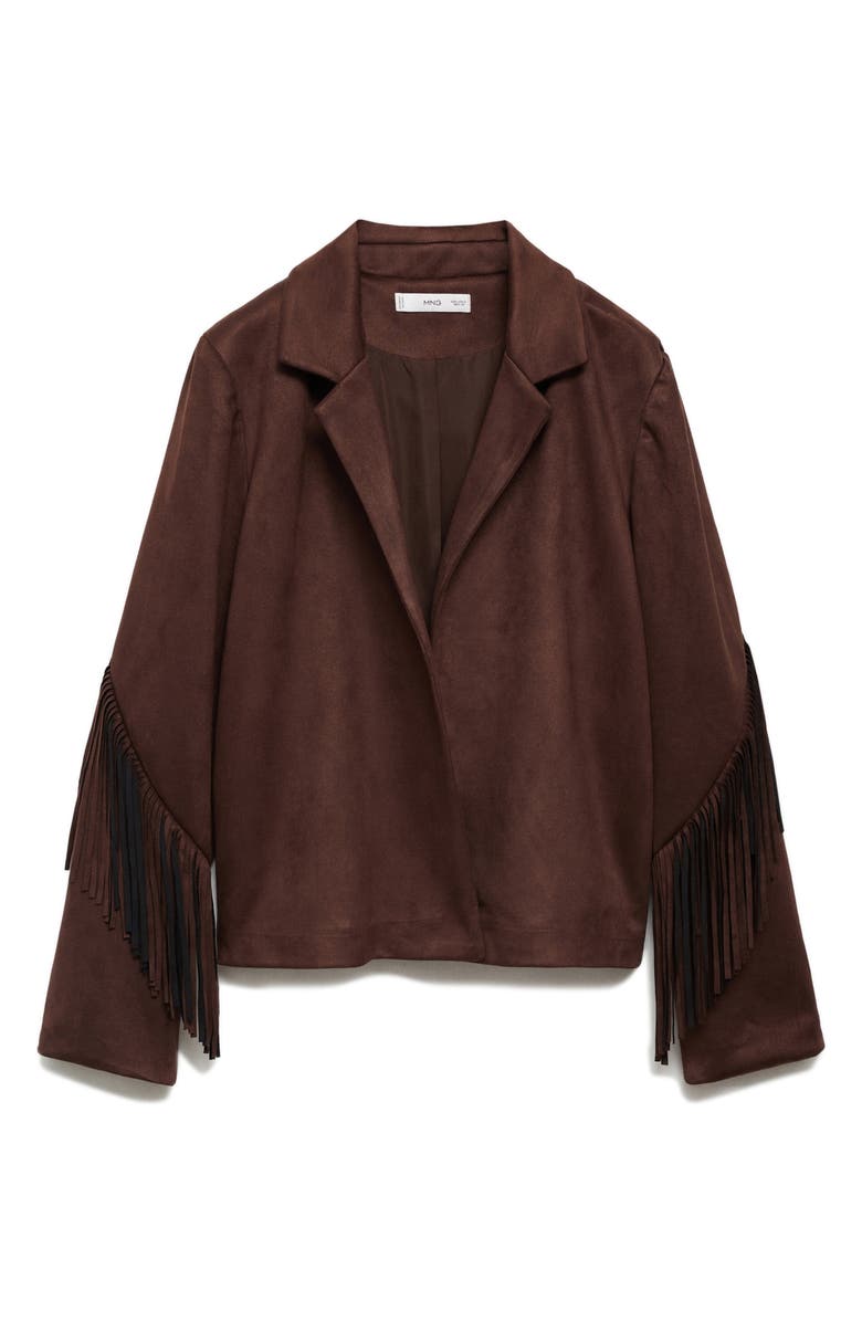 MANGO Fringe Trim Faux Suede Jacket, Alternate, color, 