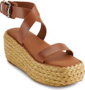 PURE Donna Karan Lolah Ankle Strap Raffia Platform Sandal
