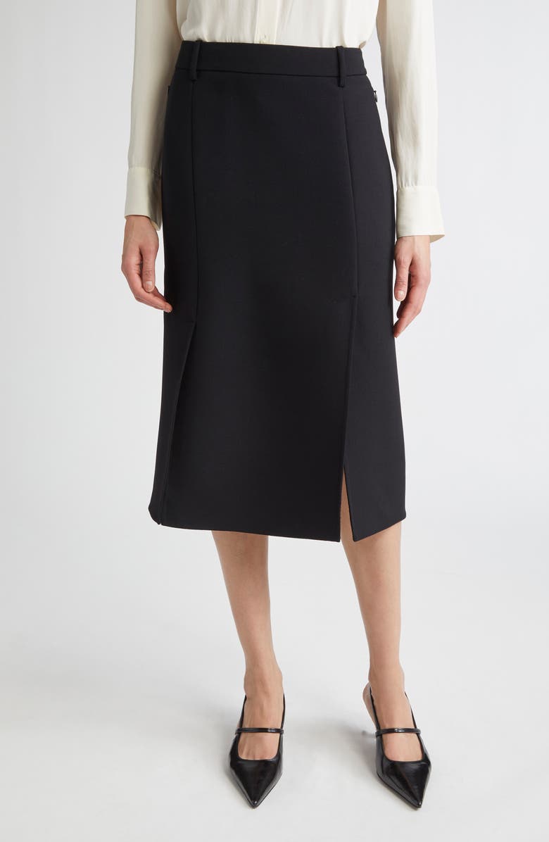 Akris Virgin Wool Double Face Pencil Skirt, Main, color, Black