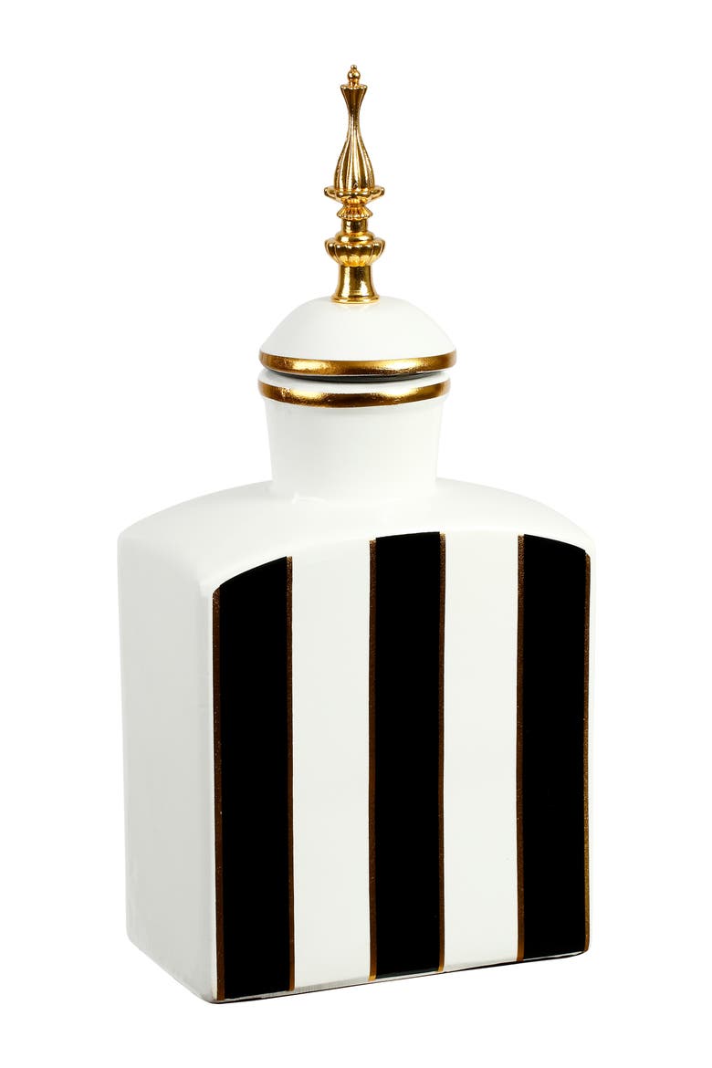 13" Classic Stripe Jar with Lid, Small, Main, color, Black
