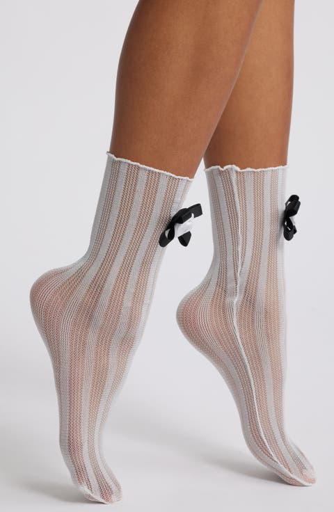Spencer Rose Stripe Mesh Crew Socks