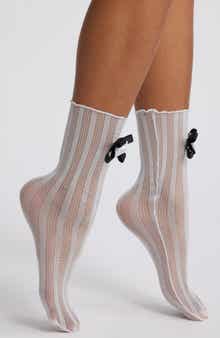Stems Spencer Rose Stripe Mesh Crew Socks