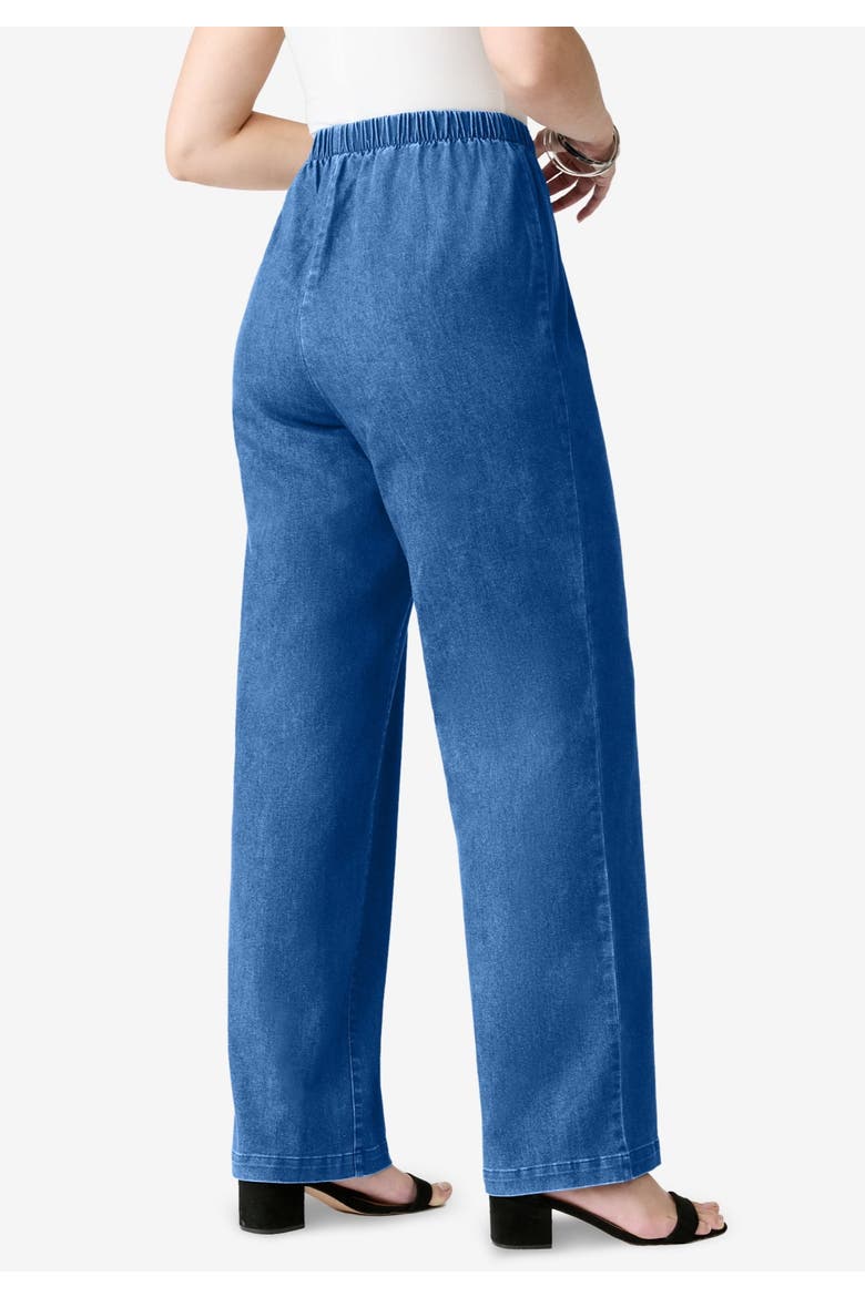 Plus Size Comfort Stretch Wide Leg Jean, Alternate, color, MEDIUM STONEWASH SANDED