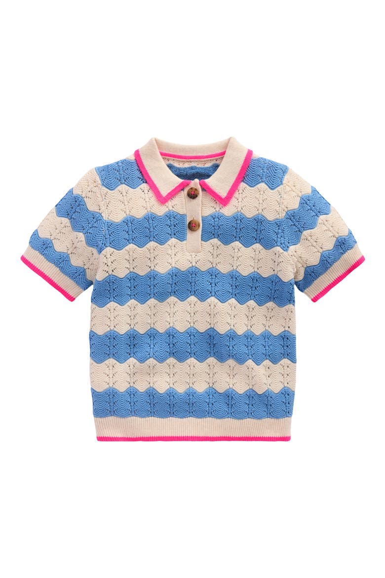 Kids' Pointelle Knit Polo, Main, color, WAVE BLUE