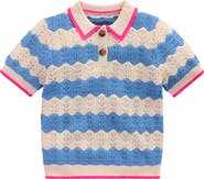 Mini Boden Kids' Pointelle Knit Polo