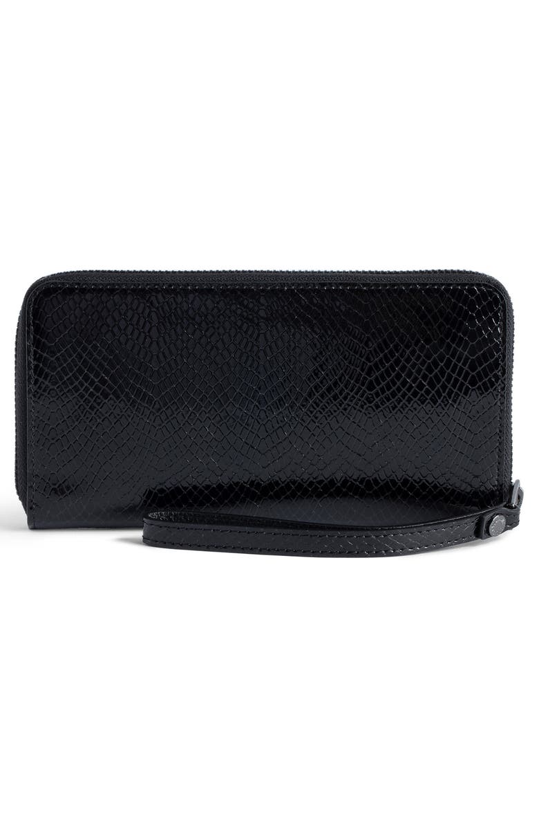 Zadig & Voltaire Compagnon Glossy Snake Texture Zip Wallet, Alternate, color, 