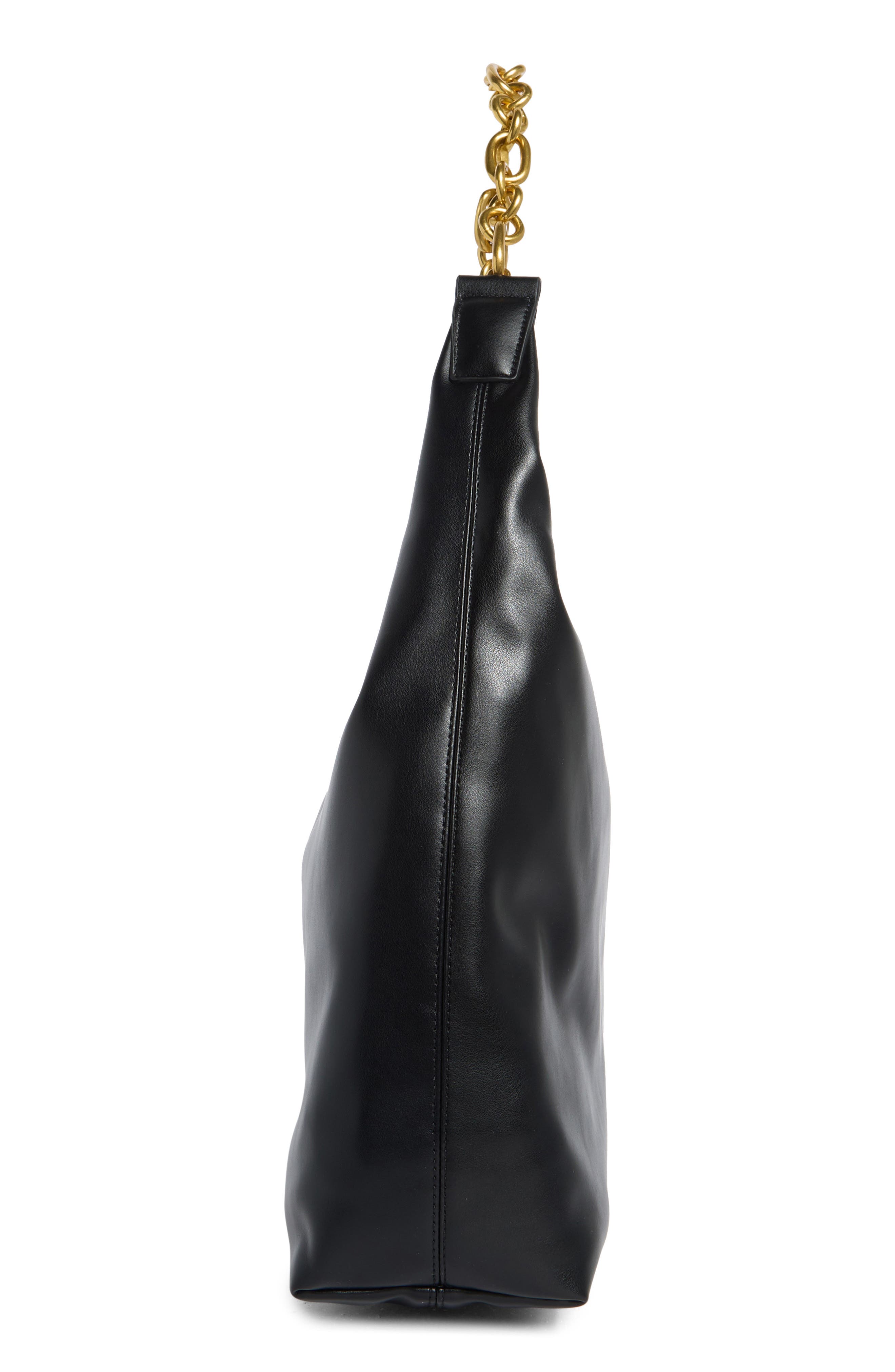 Chain Faux Leather Hobo, Alternate, color, BLACK