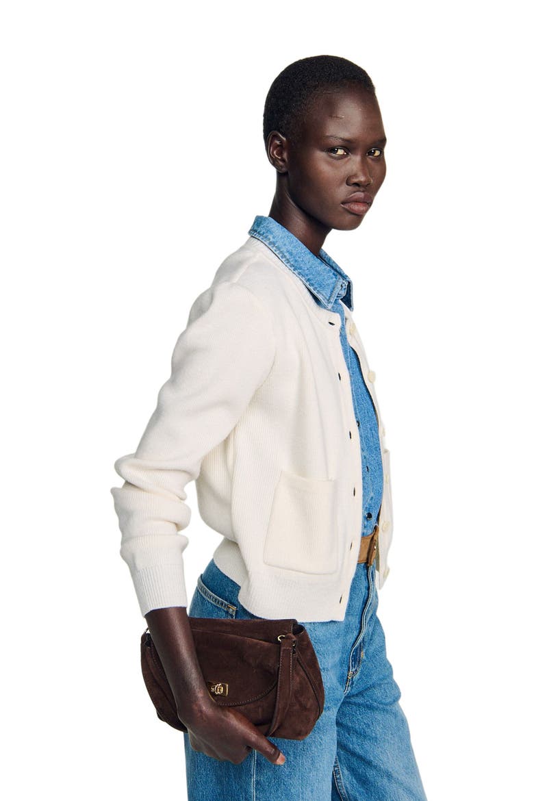 2-in-1 effect cardigan, Alternate, color, Ecru