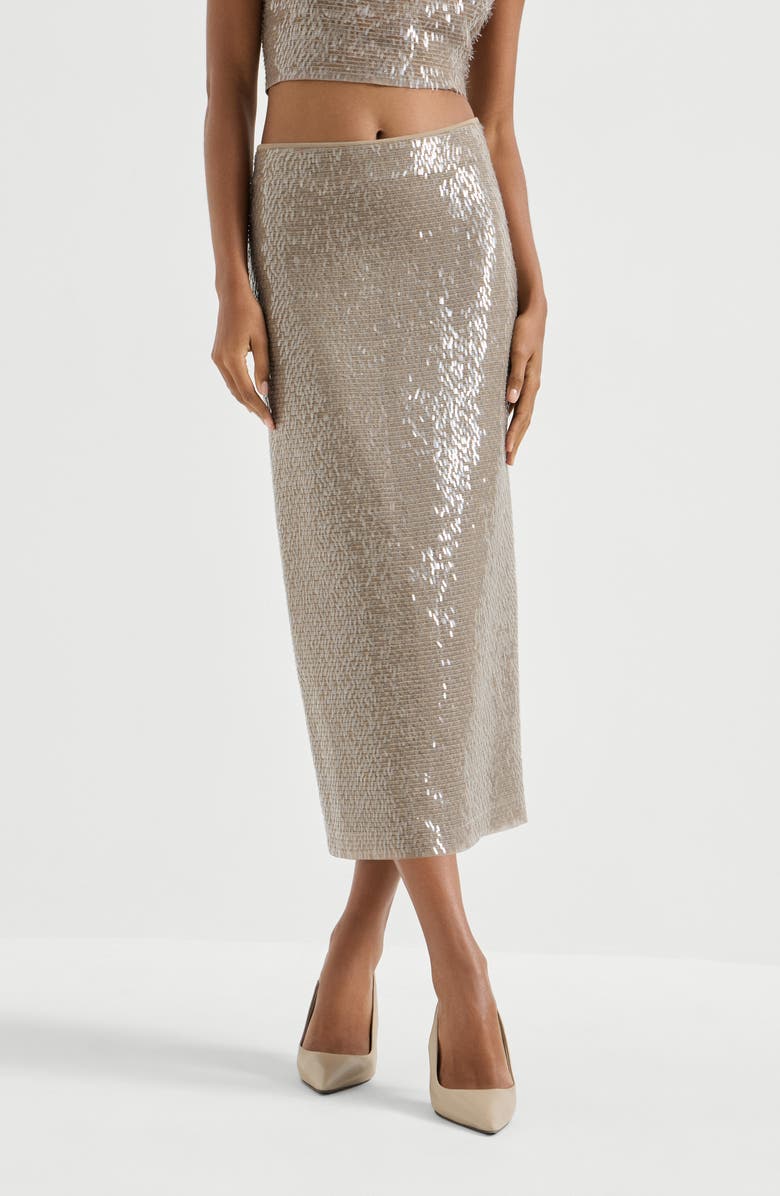 Brunello Cucinelli Dazzling Embroidery skirt, Alternate, color, Rope