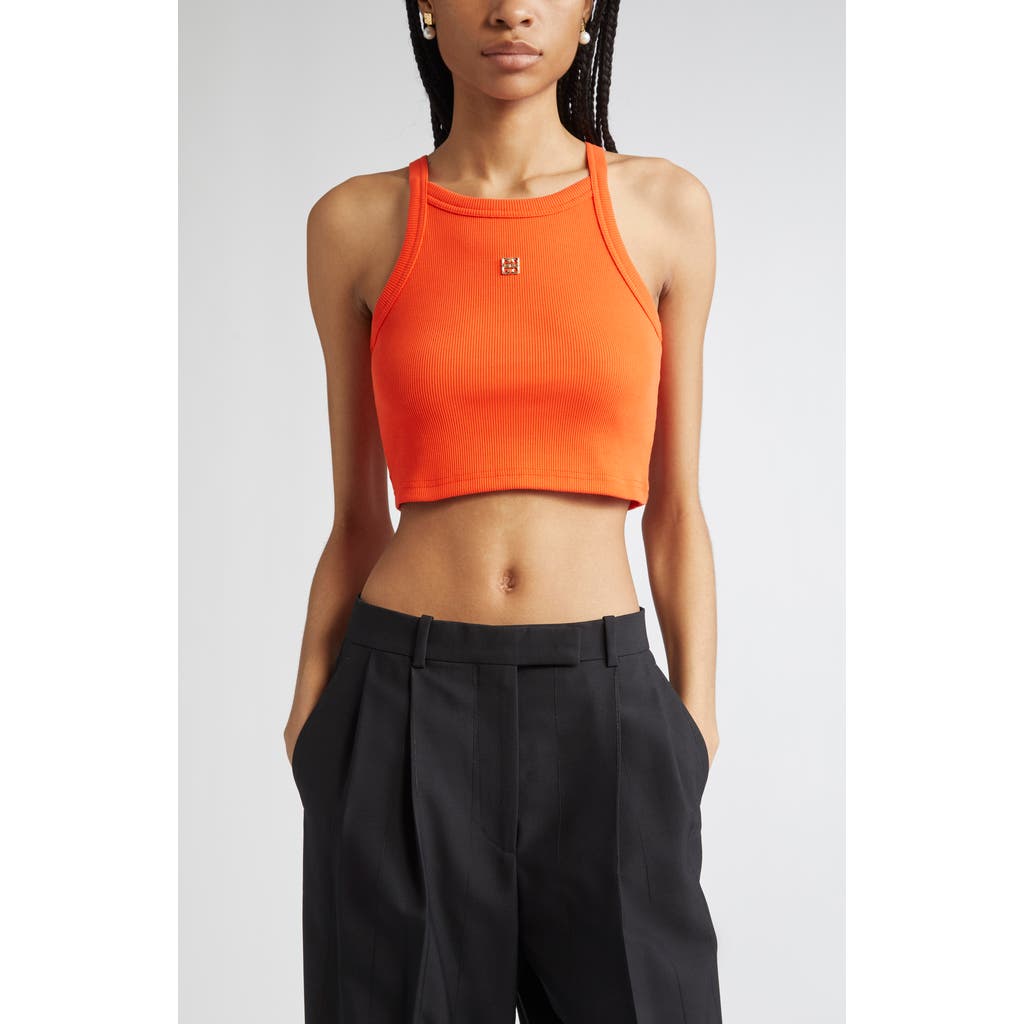 Givenchy 4G Crop Stretch Cotton Rib Tank in Orange  product