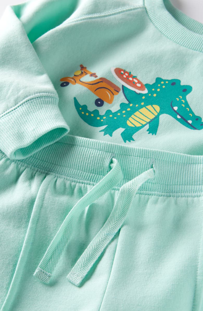 Tucker + Tate Graphic Sweatshirt & Pintuck Shorts, Alternate, color, Green Yucca Pizza Delivery