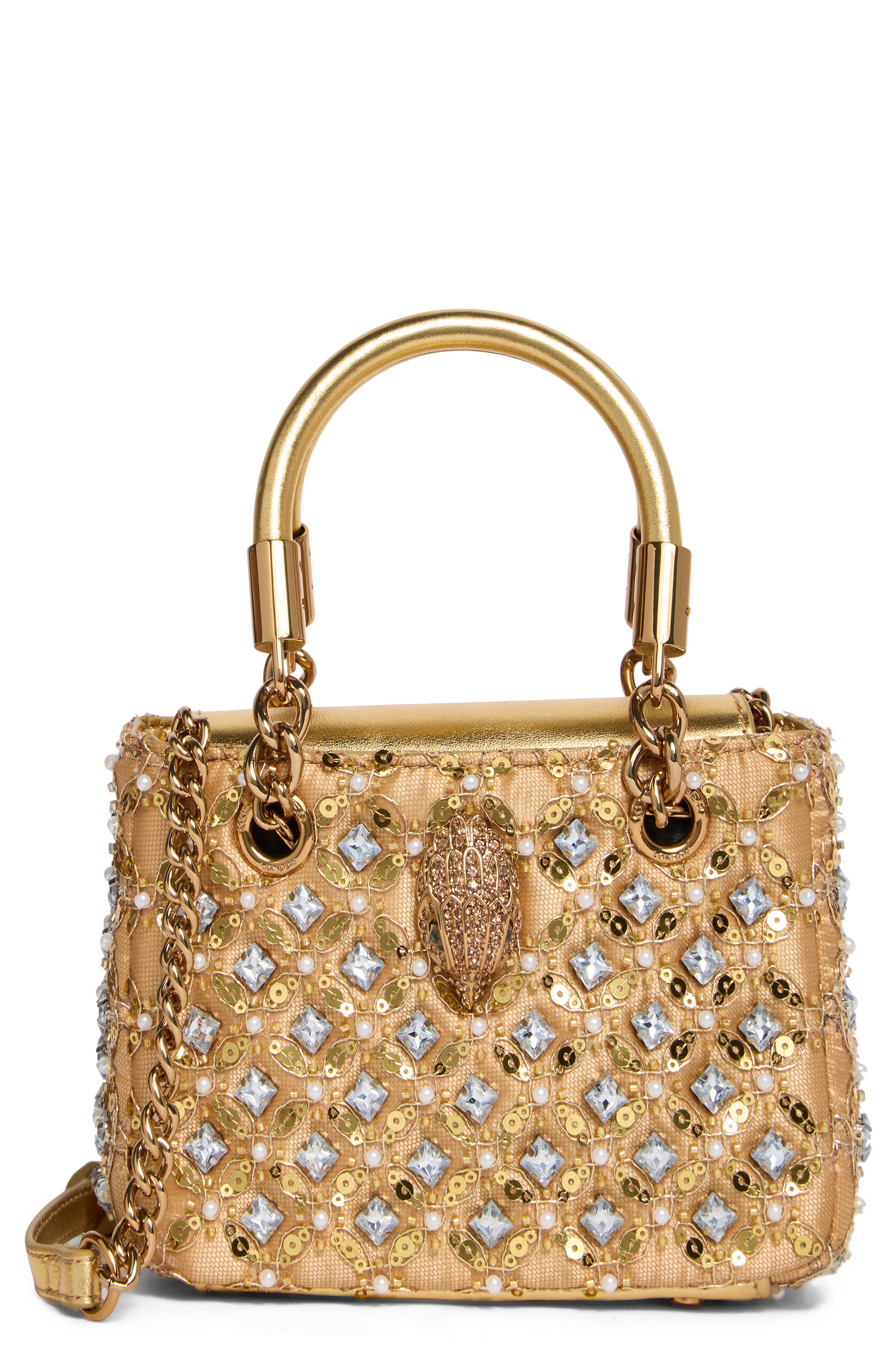 Kurt Geiger London Mini Sequin Kensington Convertible Crossbody Bag, Main, color, Gold