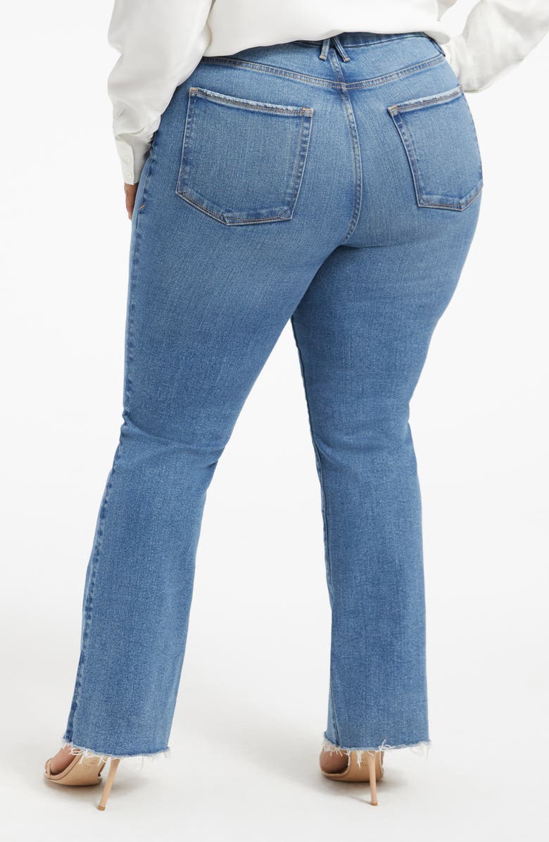 Good American Good Classic Raw Hem Bootcut Jeans, Alternate, color,