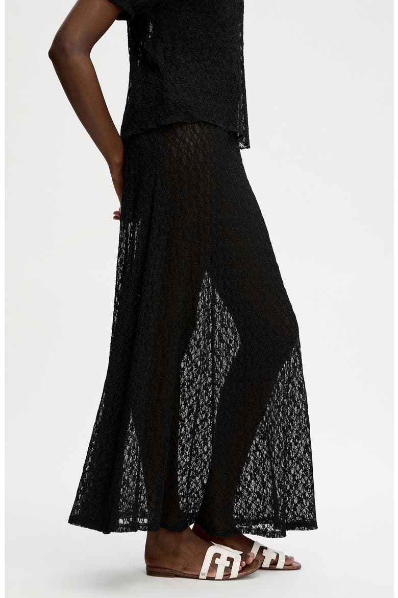 Lace Knit Maxi Skirt, Alternate, color, TRUE BLACK