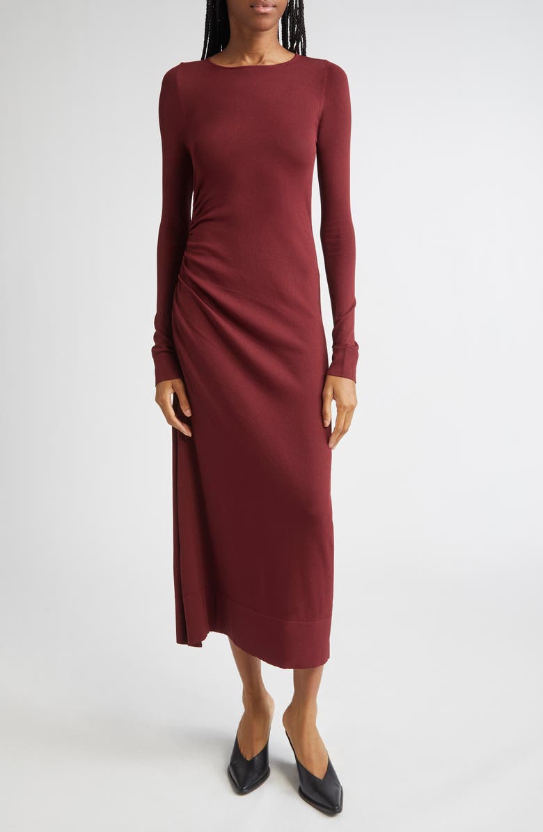 Altuzarra Robb Long Sleeve Knit Body-Con Dress, Main, color, Grenache