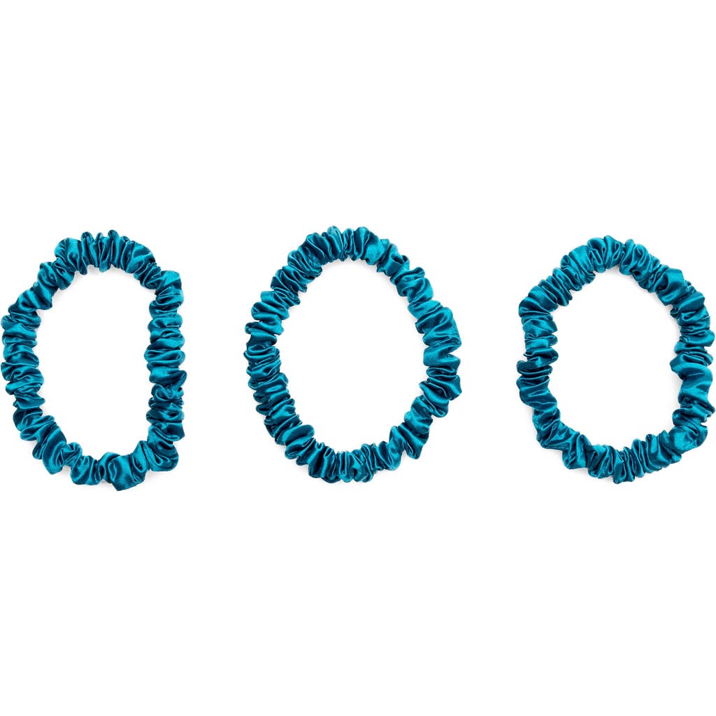 BLISSY 3-Pack Skinny Silk Scrunchies in Aqua  product