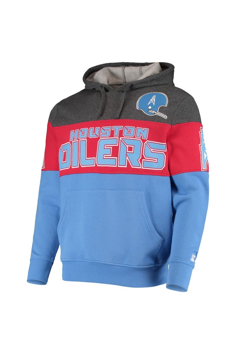 Men's Starter Gray/Red Houston Oilers Extreme Fireballer Throwback Pullover Hoodie, Alternate, color, Gray