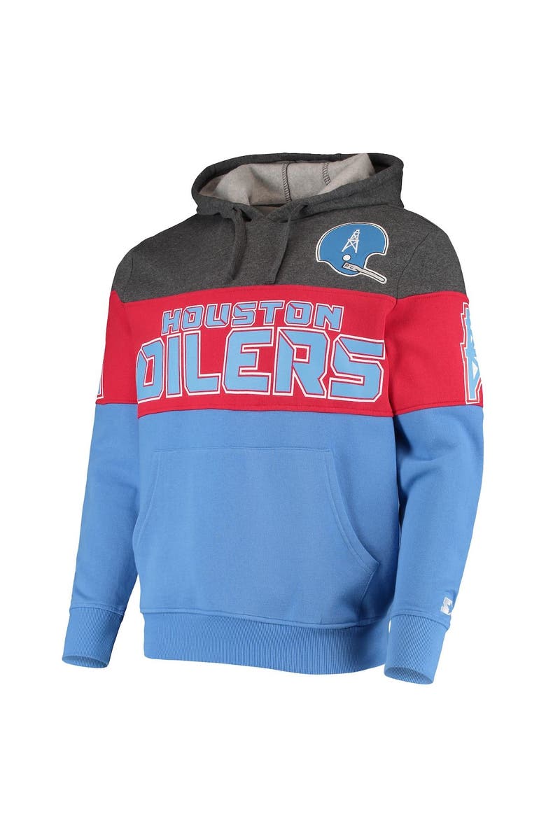 STARTER Men's Starter Gray/Red Houston Oilers Extreme Fireballer Throwback Pullover Hoodie, Alternate, color, Gray