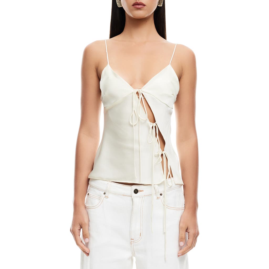 Lioness Mariah Linen Blend Asymmetric Tie Detail Cami Top In Cornsilk