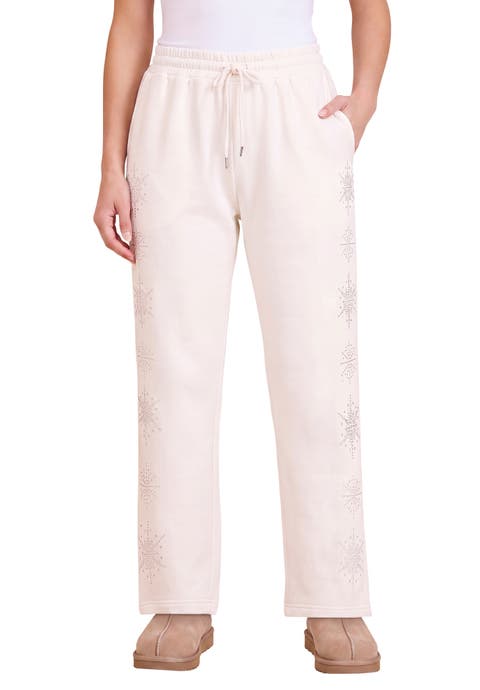 Plus Size Fleece Straight Leg Embellished Sweatpants (plus)