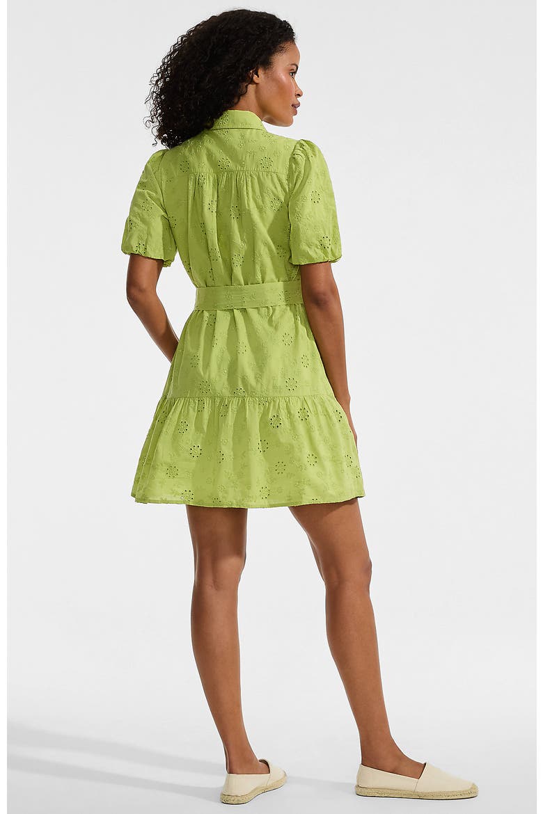 Elbow Sleeve Eyelet Knee Length Shirt Dress, Alternate, color, Bright Pistachio Floral Eyelet