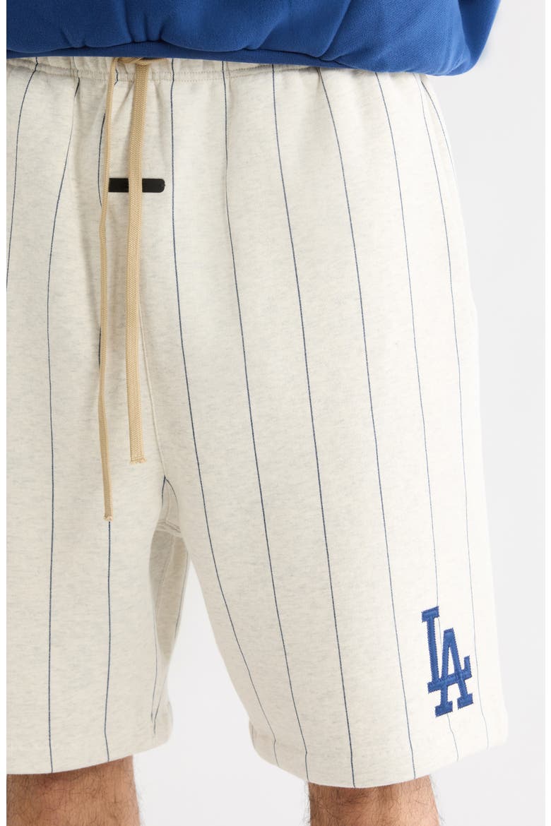 x MLB Dodgers '90s Drawstring Cotton Blend Sweat Shorts, Alternate, color, OATMEAL HEATHER/ PINSTRIPES