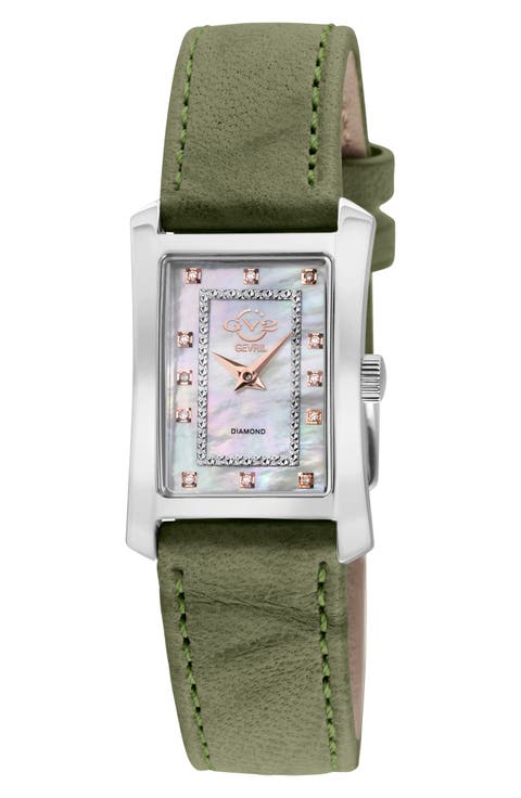 Luino Diamond Embellished Leather Strap Watch, 23mm x 29mm - 0.084 ctw.