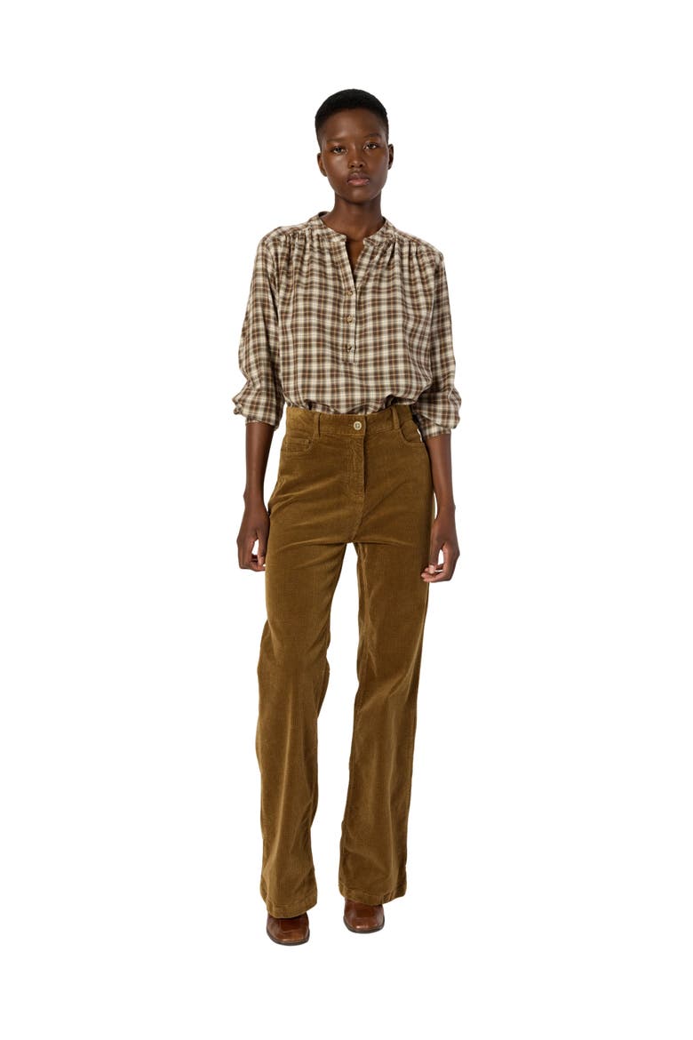 Aline Checked Blouse, Alternate, color, Brown
