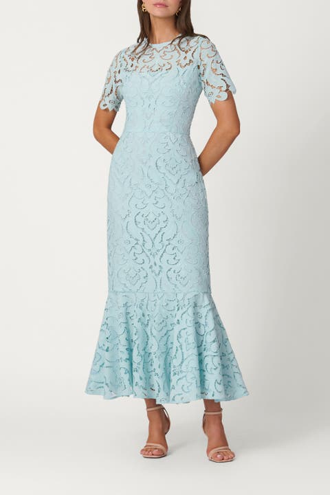 Midnight Mosaic Crepe de Chine Lace Hillary Dress
