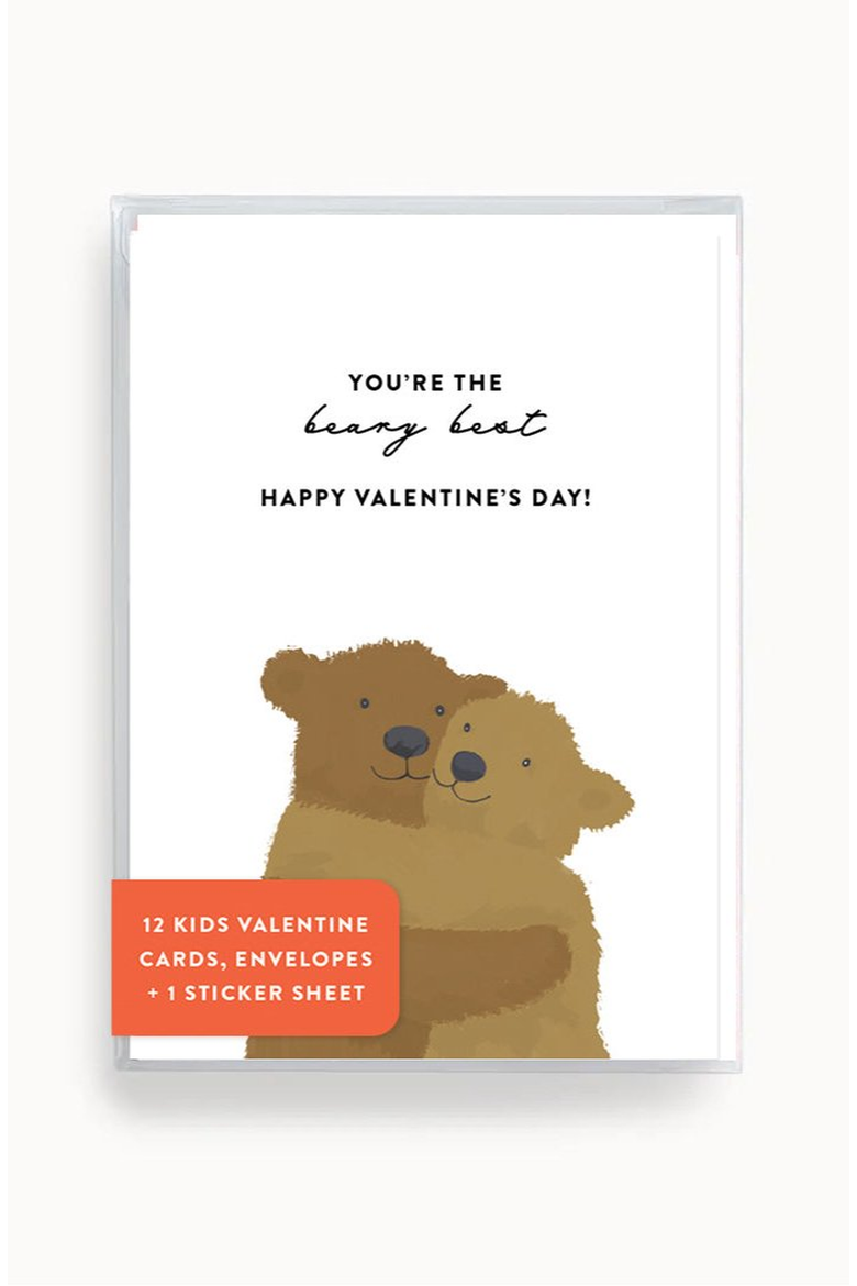 The Beary Best Kids Mini Valentines Set of 12, Main, color, White, Brown, Black, Orange