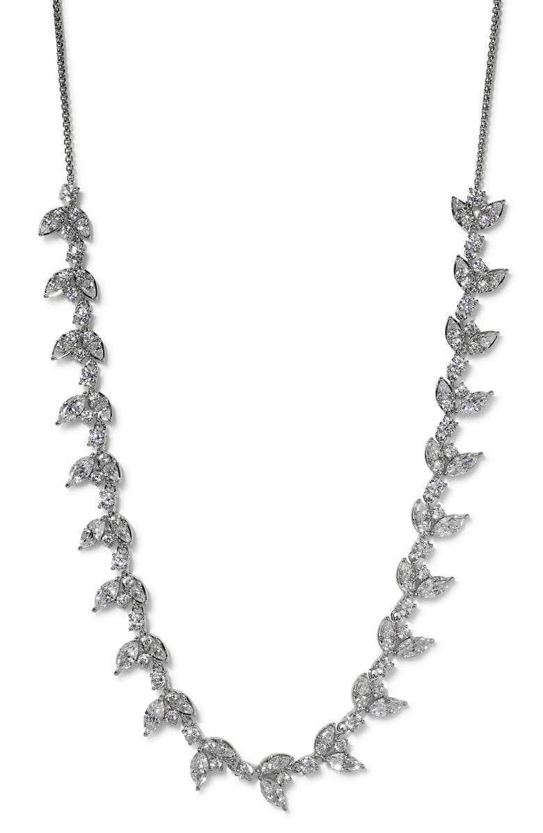 Nadri Ravish Half Vine Necklace, Main, color, Rhodium