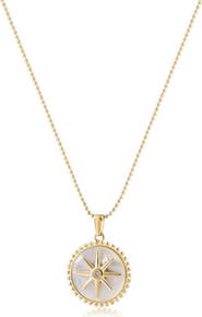 Jane Basch Designs North Star Mother-of-Pearl Pendant Ball Chain Necklace