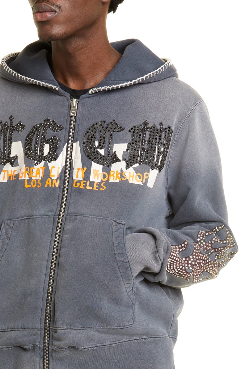 AMIRI T.G.C.W. Crystal Zip Graphic Hoodie, Alternate, color, 