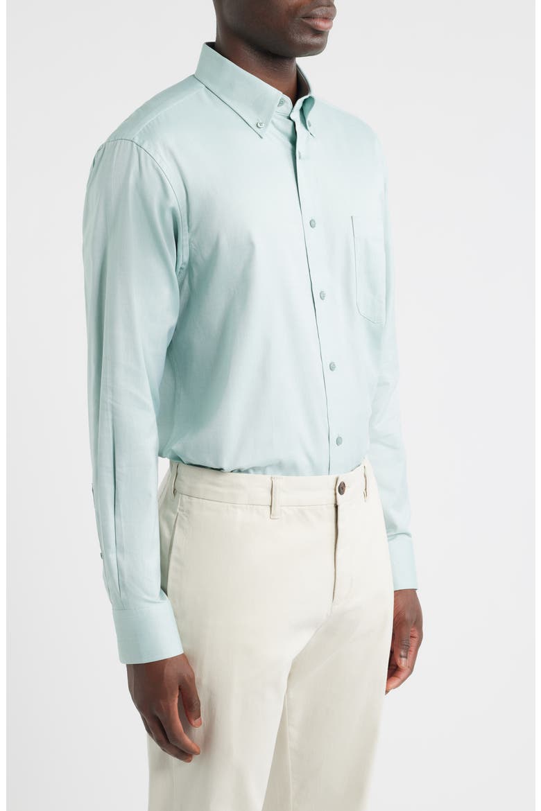 Regular Fit Light Green Cotton Button-Down Oxford Shirt, Alternate, color, GREEN