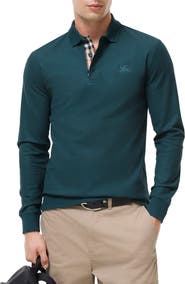 Burberry Long-sleeve Cotton Polo Shirt