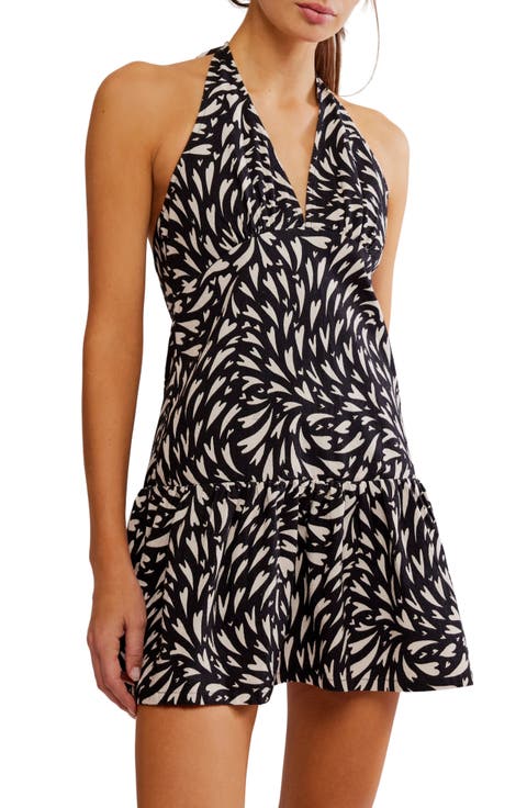 Cecil Flounce Hem Cotton Blend Halter Minidress