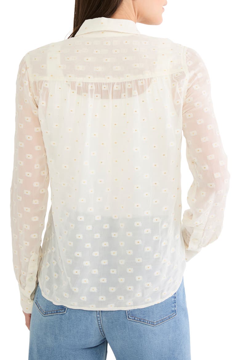 Aura Metallic Swiss Dot Button-Up Top, Alternate, color, WHITE MULTI