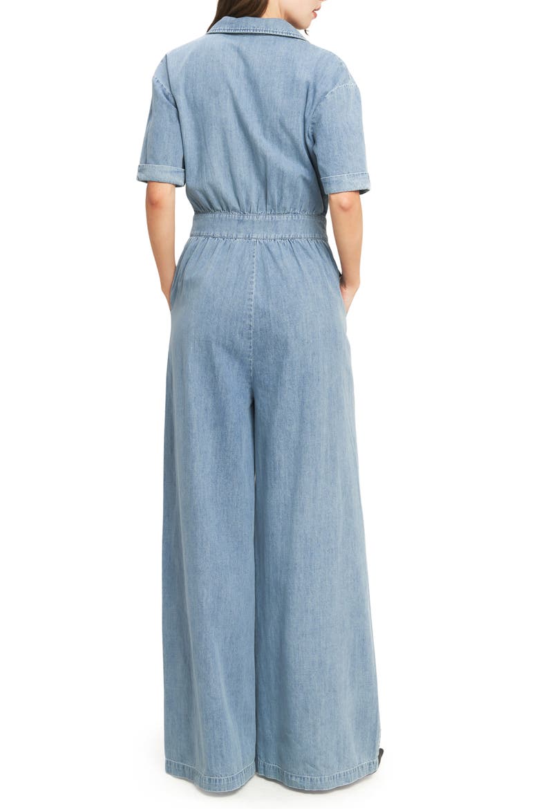 Chambray Wide Leg Jumpsuit, Alternate, color, LIGHT INDIGO