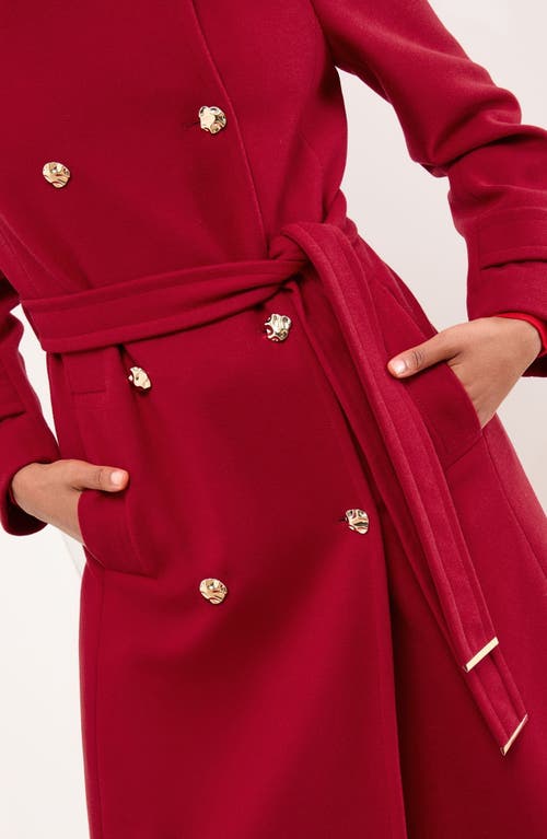 Lipsy Belted Double Breasted Coat In Red