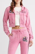 Von Dutch Cropped Raw Edge Full Zip Hoodie