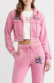 Von Dutch Cropped Raw Edge Full Zip Hoodie