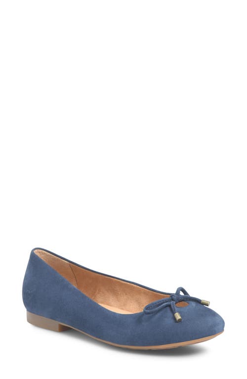 Børn Poe Ballet Flat in Navy Suede 