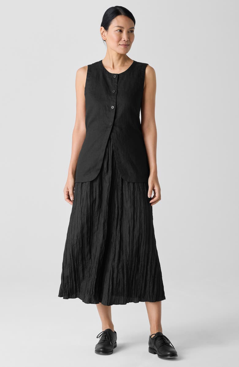 Eileen Fisher Crinkled Silk Midi Skirt, Alternate, color,