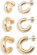 Nordstrom Set of 3 Small Polished Tube Hoop Earrings
