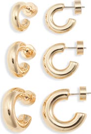 Nordstrom Set of 3 Small Polished Tube Hoop Earrings