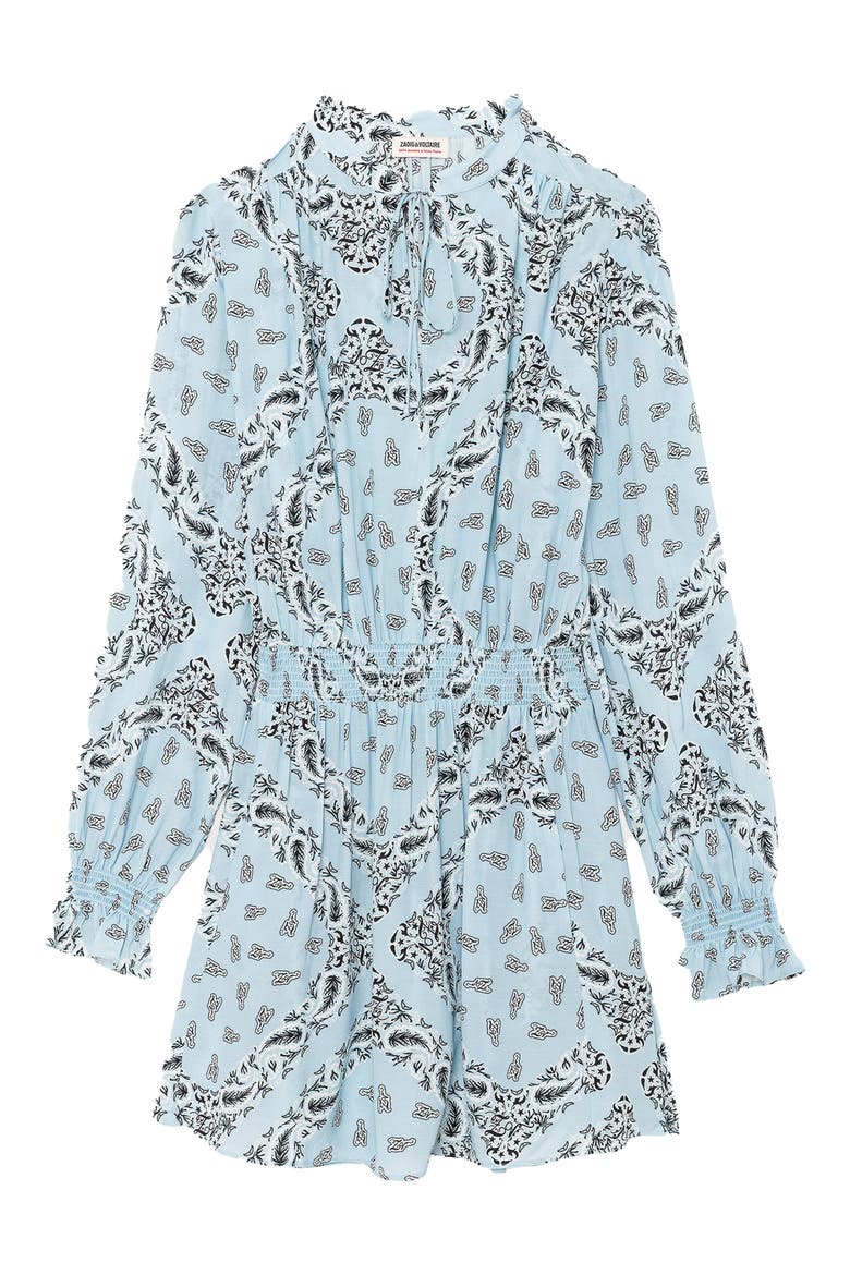 Rayados Long Sleeve Minidress, Alternate, color, BLEU OXFORD