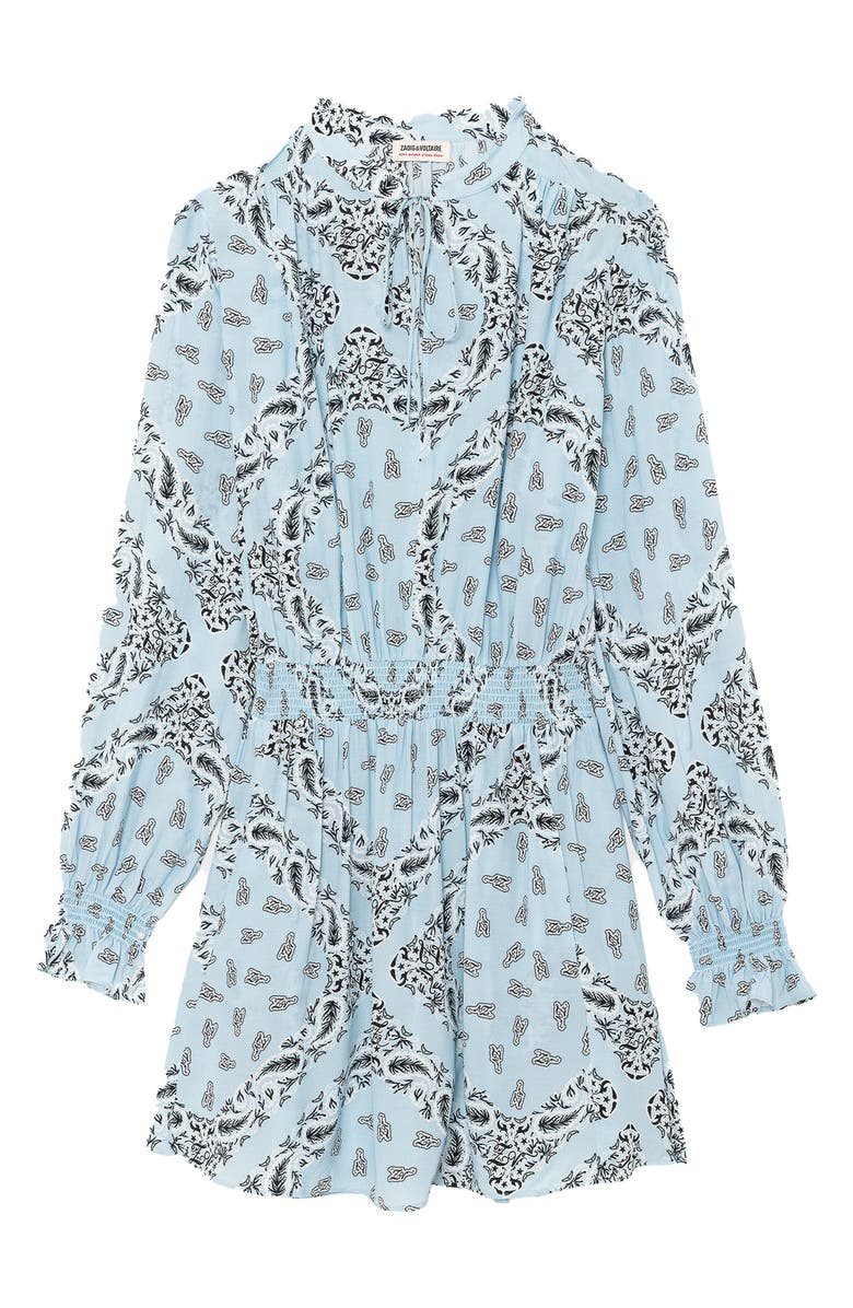 Zadig & Voltaire Rayados Long Sleeve Minidress, Alternate, color, Bleu Oxford
